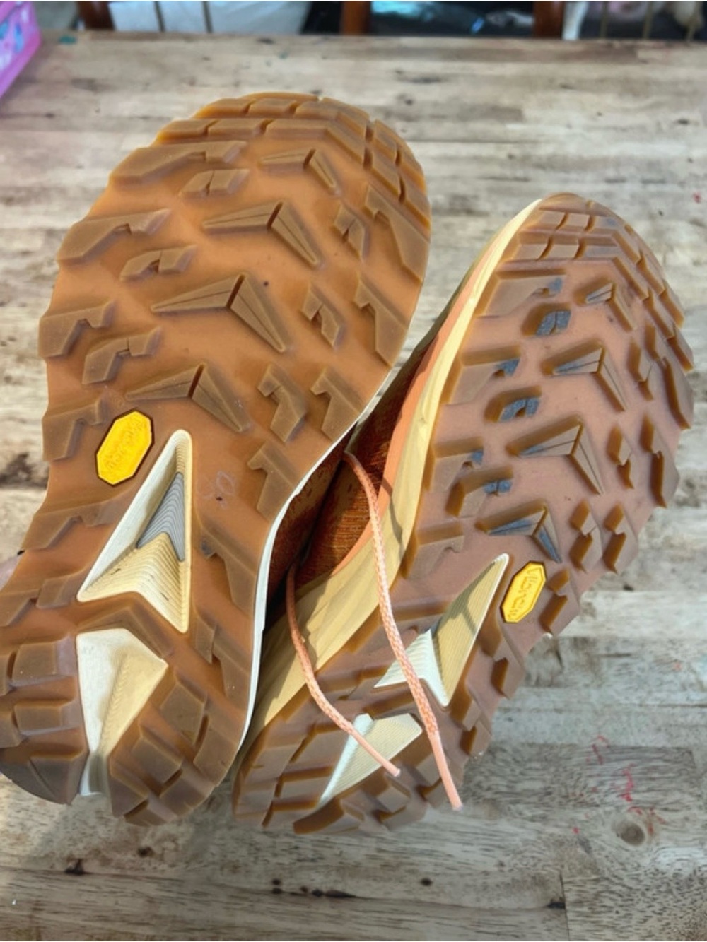 Hoka Women's Trail Runner in Yellow with Peach Accents- Vibram - Picture 11 of 11